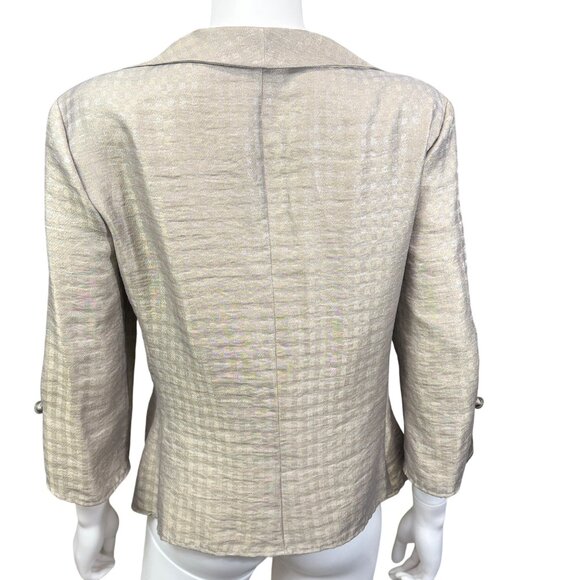 Armani Collezioni Womens Textured Gold Button-Up Blazer Size 8 3/4 Sleeves Italy - Picture 2 of 9